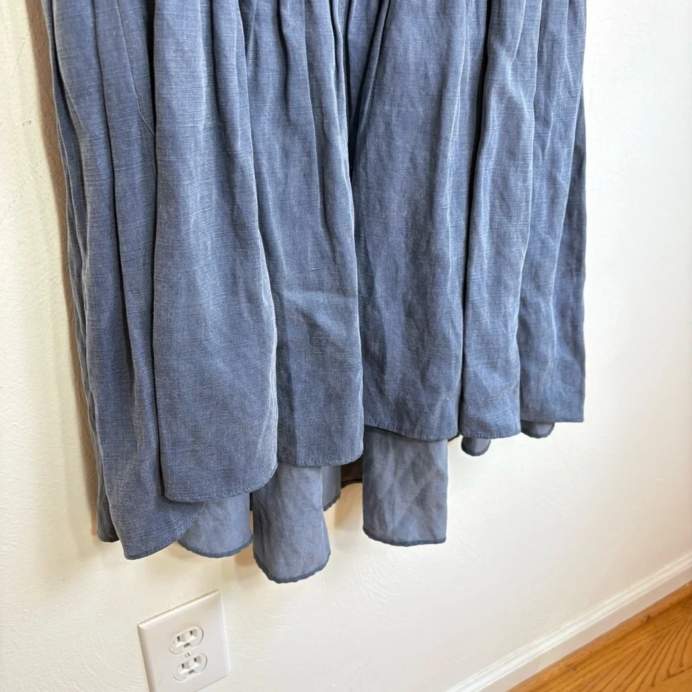 ULLA JOHNSON Olivia Off-the-Shoulder Tiered Ruffle Chambray Denim Linen Dress 2 - Picture 12 of 16